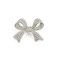 Cubic Zirconia Brooch, Zinc Alloy, Bowknot, silver color plated, micro pave cubic zirconia & for woman & hollow 