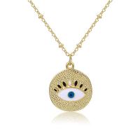 Rhinestone Brass Necklace, with 1.96inch extender chain, Flat Round, gold color plated & for woman & enamel & with rhinestone Approx 15.7 Inch 