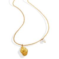 Titanium Steel Necklace, with Plastic Pearl, titanium steel lobster clasp, for woman cm 