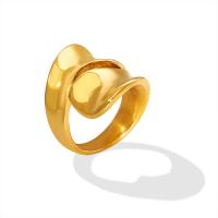Titanium Steel Finger Ring, plated, for woman, golden, 22mm 