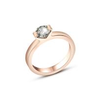 Titanium Steel Finger Ring, plated, micro pave cubic zirconia & for woman, rose gold color, 3mm 