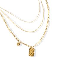 Titanium Steel Necklace, titanium steel lobster clasp, multilayer & for woman, golden 