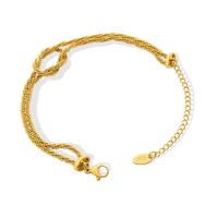Titanium Steel Bracelet, titanium steel lobster clasp, for woman, golden, 4mm cm 