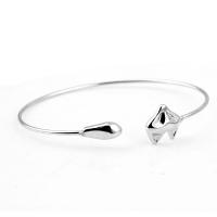 Brass Cuff Bangle, Fox, plated, silver color, nickel, lead & cadmium free, 180mm, Inner Approx 60mm Approx 7 Inch 