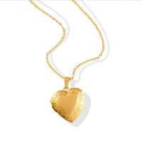 Titanium Steel Jewelry Necklace, with 5cm extender chain, Heart, Vacuum Ion Plating, for woman, golden Approx 40 cm 