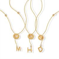 Titan Schmuck Halskette, Titanstahl, mit kubischer Zirkonia, mit Verlängerungskettchen von 5cm, Alphabet-Buchstabe, Vakuum-Ionen-Beschichtung, verschiedene Stile für Wahl & für Frau, keine, 9mm,12mm, Länge:ca. 43 cm, verkauft von PC