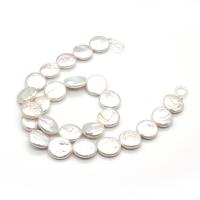 Coin Cultured Freshwater Pearl Beads, Round, polished, DIY, white, 16-17mm Approx 14.96 Inch 