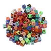Acryl Alphabet Perlen, Alphabet-Buchstabe, plattiert, DIY, keine, 6x6mm, 100PCs/Tasche, verkauft von Tasche