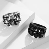 Stainless Steel Finger Ring, 304 Stainless Steel, Skull, plated, fashion jewelry & polished & Unisex & epoxy gel 