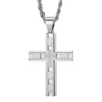 316L Stainless Steel Necklace, Cross, polished, fashion jewelry & for man & with rhinestone, original color Approx 19.86 Inch 
