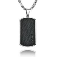 316L Stainless Steel Necklace, polished, fashion jewelry & for man & with rhinestone, black Approx 19.86 Inch 