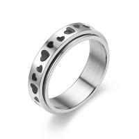 Titanium Steel Finger Ring, Carved, fashion jewelry & Unisex & with heart pattern silver color 