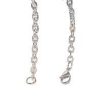 Мода нержавеющей стали ожерелье цепь, цепь из нержавеющей стали, Палку, вакуумное покрытие, различной длины для выбора & Мужская, серебряный, 3mm, продается PC