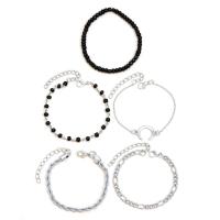 Glass Seed Beads Bracelets, Zinc Alloy, with Seedbead, with 5cm extender chain, Round, plated, 5 pieces & fashion jewelry & for woman Approx 17.5 cm 