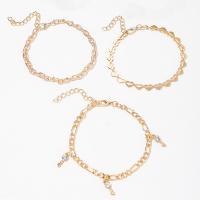 Zinc Alloy Anklet, with Iron, with 5cm extender chain, Round, gold color plated, 5 pieces & fashion jewelry & for woman, golden cm 