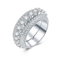 Латунное кольцо с стразами, Латунь, Круглая, плакирован серебром, ювелирные изделия моды & разный размер для выбора & Женский & со стразами, серебряный, продается PC