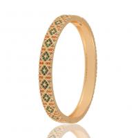 Brass Bangle, gold color plated & micro pave cubic zirconia & for woman, multi-colored, 60mm 