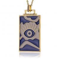 Brass Jewelry Necklace, Square, gold color plated, for woman & enamel Approx 17.7 Inch 