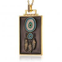 Evil Eye Jewelry Necklace, Brass, Square, gold color plated, for woman & enamel Approx 17.7 Inch 