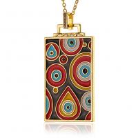 Evil Eye Jewelry Necklace, Brass, Square, gold color plated, for woman & enamel Approx 17.7 Inch 