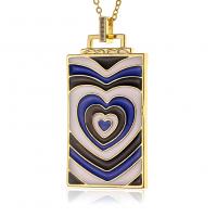 Brass Jewelry Necklace, Square, gold color plated, for woman & enamel Approx 17.7 Inch 