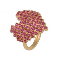Cubic Zirconia Micro Pave Brass Finger Ring, Heart, gold color plated, Adjustable & micro pave cubic zirconia & for woman 21mm 