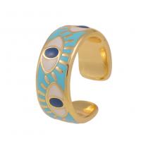 Brass Cuff Finger Ring, gold color plated, Adjustable & Unisex & enamel 20mm 