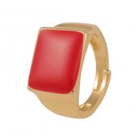 Brass Finger Ring, gold color plated, Adjustable & Unisex & enamel 22mm 