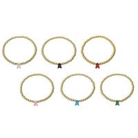Brass Bracelets, with Plastic, Alphabet Letter, gold color plated, for woman Approx 6.6 Inch 