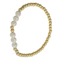 Brass Bracelets, with Plastic Pearl, gold color plated, for woman Approx 6.8 