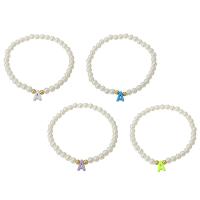 Plastik Perlen Armbänder, Kunststoff Perlen, mit Messing, Alphabet-Buchstabe, goldfarben plattiert, für Frau, keine, Länge:ca. 6.6 ZollInch, verkauft von PC