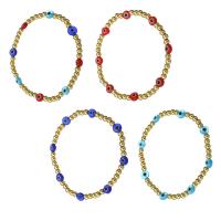 Evil Eye Jewelry Bracelet, Brass, with Plastic, gold color plated, for woman Approx 6.6 Inch 