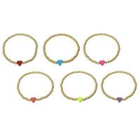 Brass Bracelets, with Plastic, Heart, gold color plated, for woman Approx 6.6 Inch 