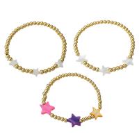 Bracelets en laiton, avec plastique, étoile, Placage de couleur d'or, pour femme, plus de couleurs à choisir Environ 6.4 pouce, Vendu par PC