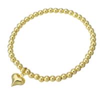 Bracelets en laiton, coeur, Placage de couleur d'or, pour femme Environ 6.6 pouce, Vendu par PC