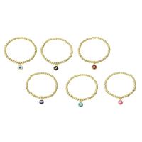 Evil Eye Jewelry Bracelet, Brass, gold color plated, for woman & enamel Approx 6.6 Inch 