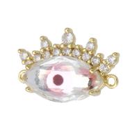 Evil Eye Schmuck Stecker, Messing, mit Kristall, Auge, goldfarben plattiert, 1/1-Schleife, 23x16x7mm, Bohrung:ca. 1.5mm, verkauft von PC