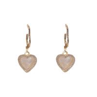 Plastic Pearl Zinc Alloy Earring, with Plastic Pearl, Heart, fashion jewelry & for woman & with rhinestone 