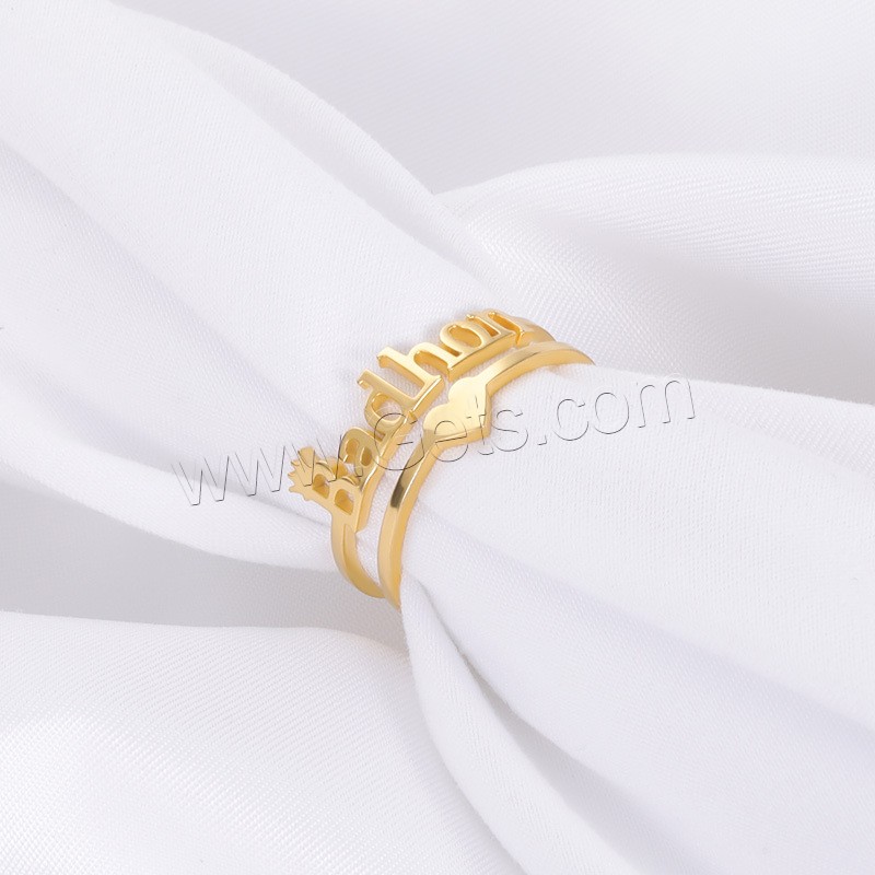 Stainless Steel Finger Ring, 304 Stainless Steel, Vacuum Ion Plating, Each custom text must be less than 10 letters & fashion jewelry & Unisex, more colors for choice, 1.8-2cm, Sold By PC
