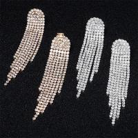 Fashion Fringe Earrings, Brass, fashion jewelry & for woman & with rhinestone 70mm 