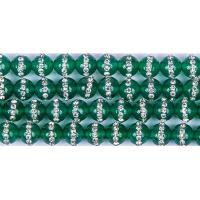 Abalorios de Ágata Verde, Bricolaje & con diamantes de imitación, verde, longitud:aproximado 38 cm, Vendido por Sarta