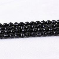 Natürliche schwarze Achat Perlen, Schwarzer Achat, DIY & facettierte, schwarz, Länge:ca. 38 cm, verkauft von Strang