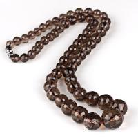 Quartz Necklace, Smoky Quartz, for woman & faceted, brown Approx 38 cm 