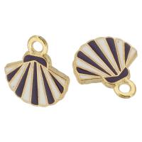 Zinc Alloy Enamel Pendants, Shell, gold color plated, Unisex, white and black Approx 2mm, Approx 