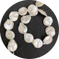 Coin Cultured Freshwater Pearl Beads, Round, polished, DIY, white, 18mm Approx 14.96 Inch 
