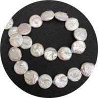 Coin Cultured Freshwater Pearl Beads, Round, polished, DIY, white, 16mm Approx 14.96 Inch 