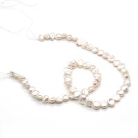Button Cultured Freshwater Pearl Beads, Flat Round, polished, DIY, white, 8-9mm Approx 14.96 Inch 
