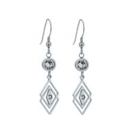 Stainless Steel Drop Earring, 304 Stainless Steel, Rhombus, Vacuum Ion Plating, fashion jewelry & Unisex & with rhinestone 50mm 