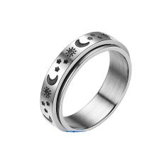 Titanium Steel Finger Ring, Carved, fashion jewelry & Unisex silver color 