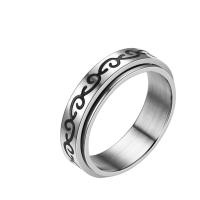 Titanium Steel Finger Ring, Carved, fashion jewelry & Unisex silver color 